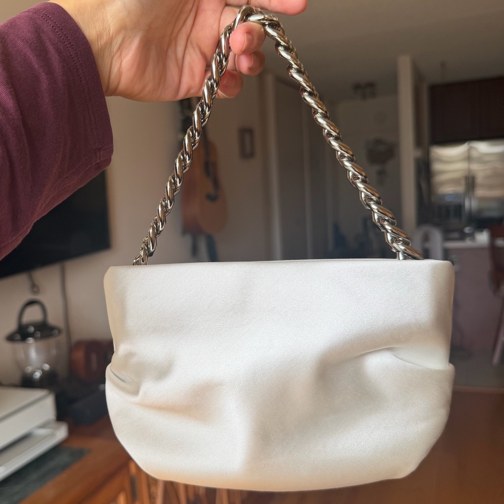 White Satin Top Handle Bag - Olga Berg